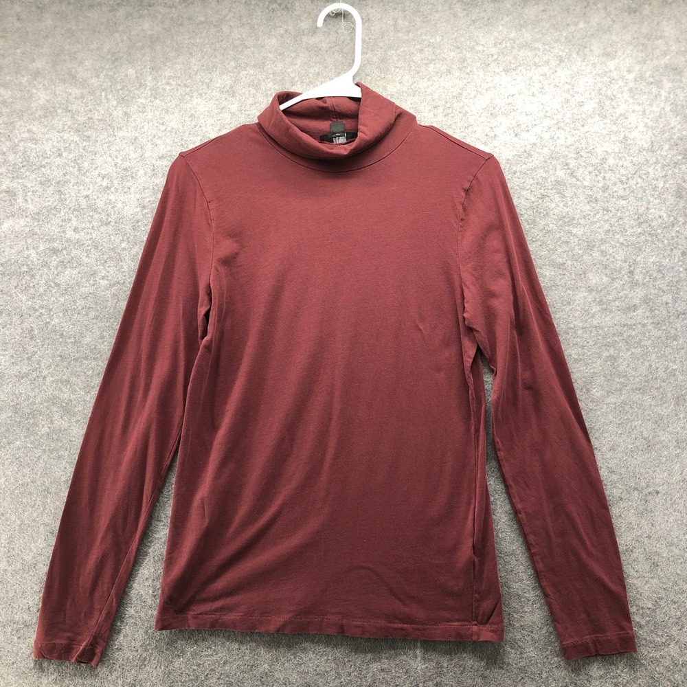 J.Crew Tissue Turtleneck T-Shirt Womens M Burgundy Long Sleeve Lightweight